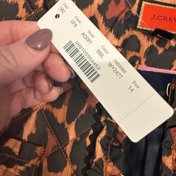J.Crew Quilted Leopard Jacket Size 14 NWT AQ281 Ruffle Trim Statement Coat - Picture 5 of 7
